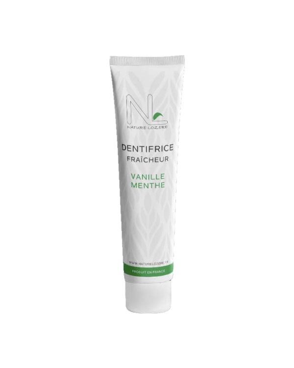 dentifrice fraîcheur Vanille Menthe 97,8% d'ingrédients d'origine naturelle.