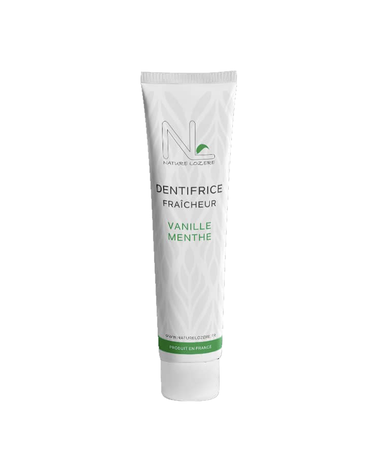 dentifrice fraîcheur Vanille Menthe 97,8% d'ingrédients d'origine naturelle.